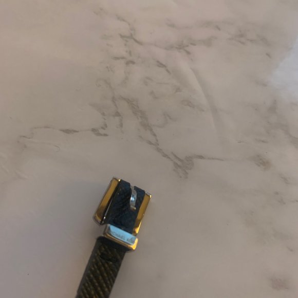 Michael Kors Black Silver Leather Pyramid Stud Buckle Bracelet - Picture 5 of 5